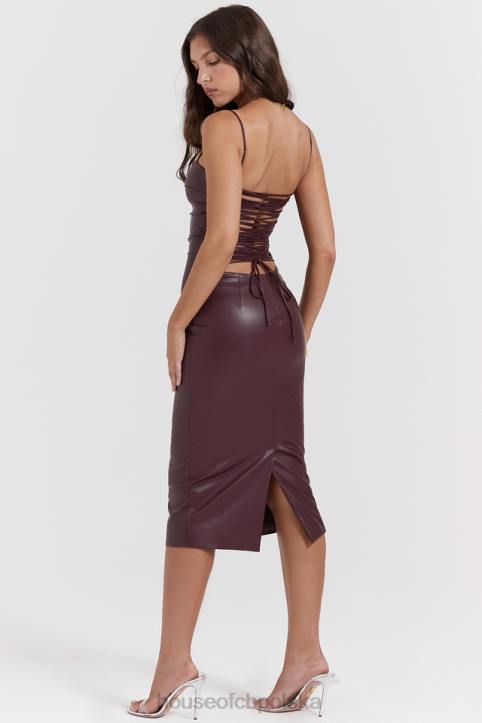House of CB sukienka mulberry z wegańskiej skóry z koronką 4PND165 modna odzież