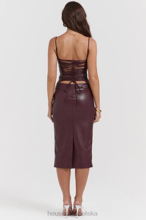 House of CB sukienka mulberry z wegańskiej skóry z koronką 4PND165 modna odzież