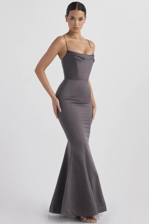 House of CB Fioletowa Suknia Fishtail Elegancka na Wesela