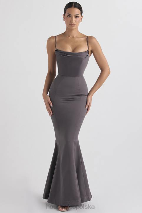 House of CB Fioletowa Suknia Fishtail Elegancka na Wesela