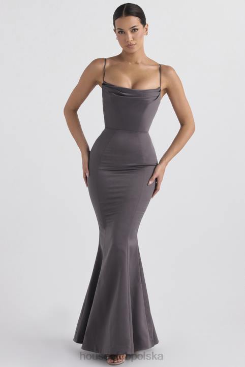 House of CB Fioletowa Suknia Fishtail Elegancka na Wesela