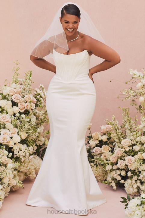 House of CB Gorsetowa suknia ślubna bez ramiączek ines w kolorze kości słoniowej – edycja limitowana 4PND1156 wesela